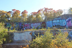 Graffiti on abandoned naval base