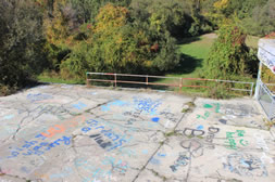 Graffiti on ledge with railing