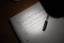 Notebook with Eminem song lyrics written